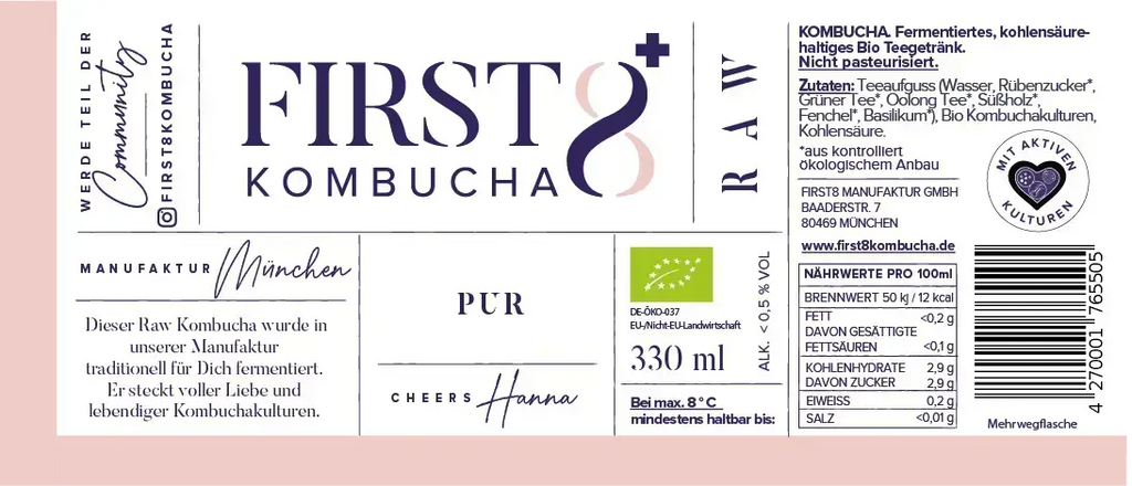 Etikett Raw Kombucha Pur
