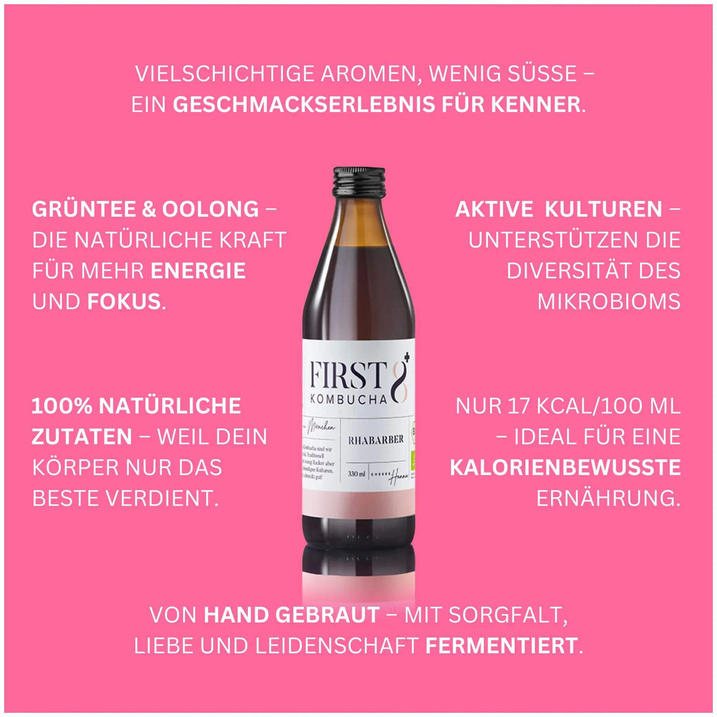 FIRST8 Raw Kombucha | RHABARBER | Bio | 6 x 330ml FIRST8 Manufaktur GmbH