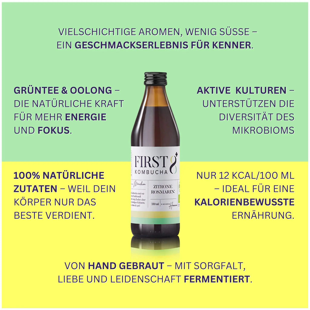 FIRST8 Raw Kombucha | ZITRONE ROSMARIN | Bio | 6 x 330ml FIRST8 Manufaktur GmbH